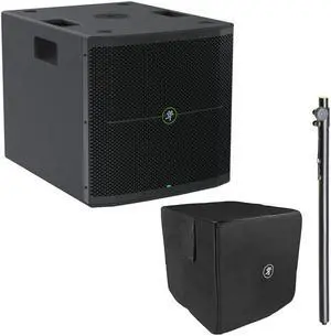 Mackie Thump115S 1400W 15" Powered Subwoofer with DSP Bundle with Mackie Slipcover for Thump115S Subwoofer and Gravity Adjustable Speaker Pole
