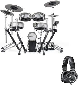 E F NOTE EFNOTE 3 Acoustic-Style Electronic Drum Set Bundle with Audio-Technica ATH-M50x Monitor Headphones (Black)