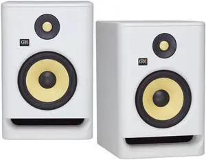 KRK ROKIT RP7 G4 7" Bi-Amped Studio Monitor DSP Speakers White Noise Edition (Pair) Bundle