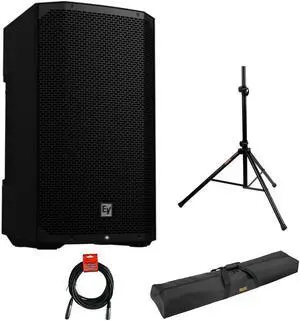 Electro-Voice EVERSE 12 Weatherized Battery-Powered Loudspeaker with Bluetooth Audio and Control (Black) Bundle with Auray Steel Speaker Stand, Speaker Stand Bag and XLR cable