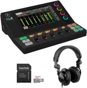 Mackie DLZ Creator XS Adaptive Digital Streaming Mixer Bundle with HPC-A30 Studio Monitor Headphones and SanDisk 32GB Memory Card with SD Adapter