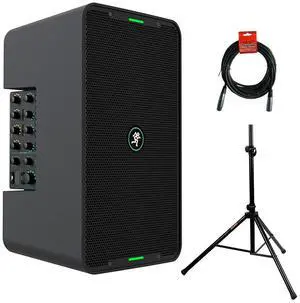 Mackie ShowBox All-in-One Battery-Powered 400W 8" Live Performance Rig with Breakaway Mix Control Bundle with Auray SS-4420 Steel Speaker Stand and XLR- XLR Cable
