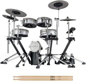 E F NOTE EFNOTE 3 Acoustic-Style Electronic Drum Set Bundle with On-Stage Wood Tip Maple Wood 5A Drumsticks 12 Pair