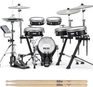 E F NOTE EFNOTE 3X Acoustic Designed Electronic Drum Set Bundle with On-Stage Wood Tip Maple Wood 5A Drumsticks 12 Pair