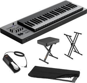EXPRESSIVE E Osmose 49-Key Synthesizer and MPE Controller Bundle with Auray KSCL-2X Double-X Keyboard Stand, Auray PBS-17 X-Style Piano Bench, Auray FP-P1L Sustain Pedal and Kaces KKC-MD Dust Cover