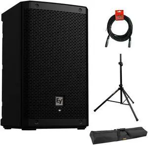 Electro-Voice ZLX-8P-G2 8" 2-Way 1000W Powered Loudspeaker with Bluetooth (Black) Bundle with Auray SS-4420 Steel Speaker Stand, Auray Speaker Stand Bag 51" and XLR Cable