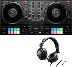 Hercules DJControl Inpulse T7, 2 Deck Motorized DJ Controller with built in STEMS Control, Serato DJ and DJUCED included Bundle with Hercules HDP DJ45 Closed-Back, Over-Ear DJ Headphones