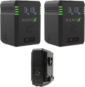 Core NANOV150X, 150wh Micro Sized V-Mount Smart Battery Pack (Pair) Bundle with Core SWX GPM-X2S Mini Dual Travel Battery Charger