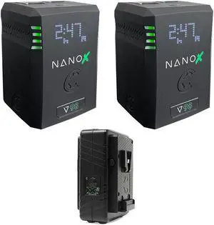 Core NANOV98X, 98wh Micro Sized V-Mount Smart Battery (Pair) Bundle with Core SWX GPM-X2S Mini Dual Travel Battery Charger