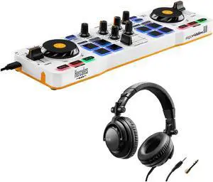 Hercules DJControl Mix DJ Software Controller with Algoriddim Djay App Bundle with Hercules HDP DJ45 Closed-Back, Over-Ear DJ Headphones