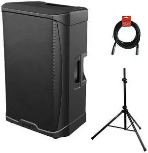 Gemini Sound GD-215PRO 1300-Watt Professional PA Speakers with Bluetooth Bundle with Auray SS-4420 Steel Speaker Stand and XLR- XLR Cable