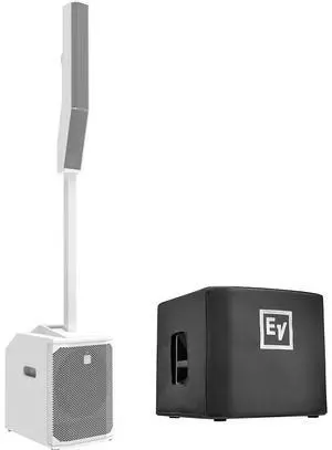 Electro-Voice EVOLVE 50M Portable 1000W Subwoofer and Column Speaker Kit with Bluetooth (White) Bundle with EVOLVE50-SUBCVR Cover for Evolve 50 Subwoofer