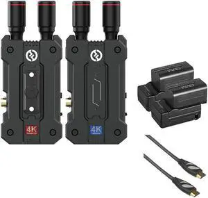 Hollyland Mars 4K Wireless Video Transmission System Bundle with GVM NP-F750 4400mAh Batteries Plus Chargers and HDMI Cable 6'