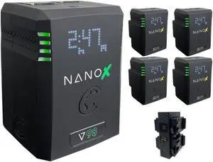 Core SWX NANOX V98 Micro 98Wh Li-Ion Battery (V-Mount) Bundle with Core SWX NANOX G98 Micro 98Wh Li-Ion Battery (Gold Mount), Core SWX Compact Quad Micro Battery Fast Charger (V-Mount)