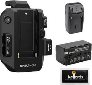 Atomos Ninja Phone Video Co-Processor Bundle with NP-F770 Lithium-Ion Battery Pack, Compact AC/DC Charger & Screen Cleaning Wipes