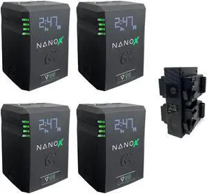 Core SWX NANOX V98 Micro 98Wh Li-Ion Battery (V-Mount) (4 Pack) Bundle with Core SWX Compact Quad Micro Battery Fast Charger (V-Mount)