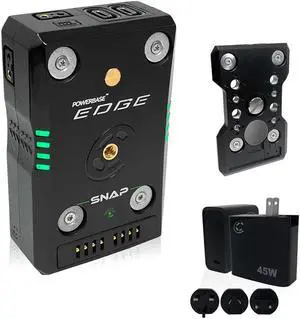 Core SWX Powerbase EDGE SNAP 49Wh Smart-Stacking Battery Pack Bundle with Quick Release Plate for Powerbase EDGE SNAP Battery and XPD-45 Universal 45W USB-C PD Wall Charger with Cable