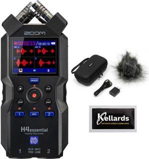 Zoom H4essential 4-Track 32-Bit Float Portable Audio Recorder Bundle with Zoom APH-4e Accessory Pack for H4essential Portable Recorder and Kellards Cleaning Pack