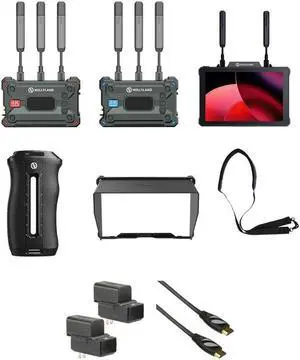 Hollyland Pyro Video Transmission Monitoring Kit Bundle with Genaray 2 x NP-F770 4400mAh Batteries & 2x Compact Chargers Kit, Pearstone High-Speed HDMI to HDMI Cable with Ethernet Black