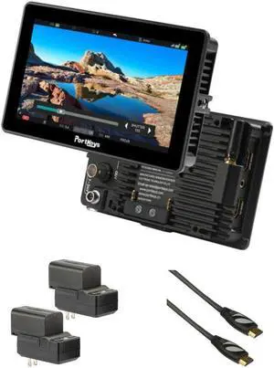 PORTKEYS BM5IV WR 5.5" HDMI/SDI Touchscreen Monitor Bundle with Genaray 2 x NP-F770 4400mAh Batteries & 2x Compact Chargers Kit, Pearstone High-Speed HDMI to HDMI Cable with Ethernet Black