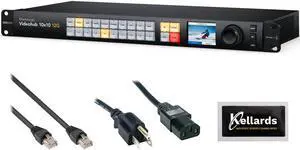 Blackmagic Design Videohub 10x10 12G Zero Latency Video Router Bundle with Pearstone Cat 6a Patch Cable, 6' PC Power Cord, and Kellards 5-Pack Cleaning Wipes