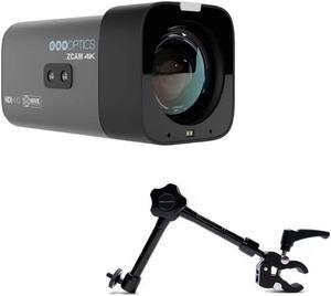 PTZOptics Studio 4K Camera with 20x Optical Zoom (Gray) Bundle with Delvcam VGRIP-2 LCD Monitor Multi-Arm Clamp Mount