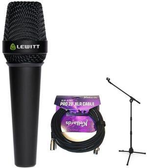 Lewitt MTP W950 Handheld Condenser Microphone with Detachable Capsule Bundle with Kellards PST2 Adjustable Height Microphone Stand with Boom, Kellards XLR-P20T Pro 20 ft XLR Microphone Cable XLR Black