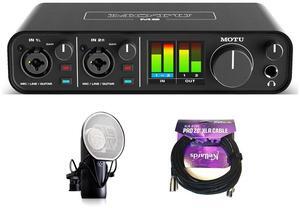 Motu M2 2x2 USB Audio Interface with Studio Quality Sound Bundle with Aston Microphones Element Microphone Bundle, Kellards XLR-P20T Pro 20 ft XLR Microphone Cable