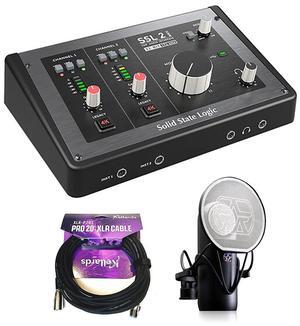 Solid State Logic SSL 2 MKII - 2x2 USB Audio Interface Bundle with Aston Microphones Element Microphone KIT and Kellards XLR-P20T Pro 20 ft XLR Microphone Cable, XLR Male to Female Cable