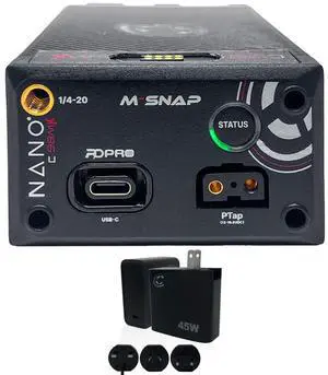 Core SWX NANO-C98MX HDV Battery with Ring LED Gauge (98Wh, Canon BP-A) Bundle with Core SWX XPD-45 Universal 45W USB-C PD Wall Charger with Cable