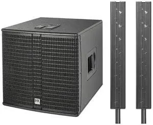 HK AUDIO E 115 SUB D 2400W 15" Powered Subwoofer Bundle with 2x HK AUDIO E 835 Mid/High Powered Column Line Array Speaker Unit