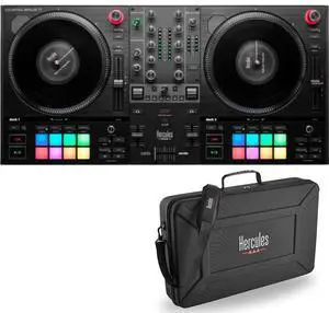 Hercules DJControl Inpulse T7, 2 Deck Motorized DJ Controller with built in STEMS Control, Serato DJ and DJUCED included Bundle with Hercules DJControl Inpulse T7 2-Part Semi-Rigid EVA Travel Bag