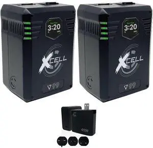 Core SWX XCell Micro-Sized Smart Battery (99Wh, V-Mount) (Pair) Bundle with Core SWX XPD-45 Universal 45W USB-C PD Wall Charger with Cable