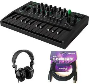 Arturia Micro Brute UFO Bundle with Polsen HPC-A30 Closed-Back Studio Monitor Headphones, Kellards MID-P10T Pro MIDI to MIDI Cable 10 Feet