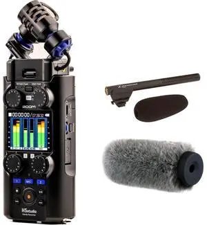 Zoom H5studio 4-Track Handy Recorder with 32-Bit Float Recording and Pro Kit Bundle with Sennheiser MKE 600 Shotgun Microphone, Auray WSS-2014 Professional Windshield for Shotgun Microphones - (14cm)