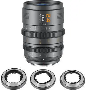 SIRUI VP-1 Vision Prime 1 T1.4 Full Frame Cine Lens, 24mm Manual Focus Cinema Lens with Pre-Installed E Mount, Interchangeable RF/Z/L Mounts (Metal Gray)