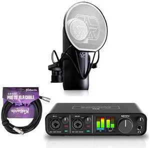 Motu M2 2x2 USB Audio Interface with Studio Quality Sound Bundle with Aston Microphones Element Microphone Bundle, Kellards XLR-P20T Pro 20 ft XLR Microphone Cable