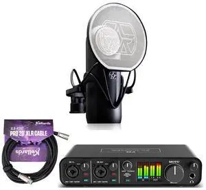 Motu M4 4x4 USB Audio Interface with Studio Quality Sound Bundle with Aston Microphones Element Microphone Bundle, Kellards XLR-P20T Pro 20 ft XLR Microphone Cable