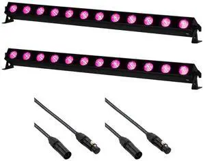 American DJ UBL12H RGBAL+UV Linear Light Bar with Diffusion Filter (12 LEDs) (2 Pack) Bundle with Kopul DMX55P-025-S Studio Series 5-Pin DMX Cable (25') (2 Pack)