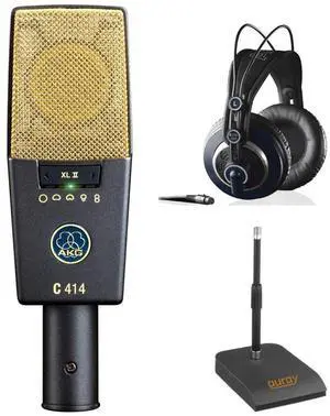 AKG Pro Audio C414 XLII Vocal Condenser Microphone, Multipattern Bundle with AKG K240 MKII Professional Semi-Open Stereo Headphones, Auray TT-ISO Isolating Desktop Microphone Stand AKG Pro Audio C414 XLII Vocal Condenser Microphone, Multipattern Bundle with AKG K240 MKII Professional Semi-Open Stereo Headphones, Auray TT-ISO Isolating Desktop Microphone Stand