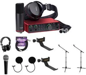 Focusrite Scarlett 2i2 Studio 4th Gen USB-C Audio Interface Bundle with Polsen M-85 Mic, HPC-A30 Headphones, XLR Cable, Boom Mic Stands (2 Pack), Headphone Holders (2 Pack) & Pop Filters (2 Pack) Focusrite Scarlett 2i2 Studio 4th Gen USB-C Audio Interface Bundle with Polsen M-85 Mic, HPC-A30 Headphones, XLR Cable, Boom Mic Stands (2 Pack), Headphone Holders (2 Pack) & Pop Filters (2 Pack)