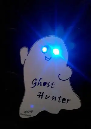 LED EYEs Lights up. Ghost Hunter Pin / Badge - "Ghost Hunter"