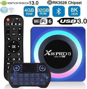  Android TV Box 12.0 4GB RAM 32GB ROM Support 8K 6K Dual-WiFi  2.4G 5.8G Android Box H618 Chipset with HDR10 BT5.0 USB 2.0 3D Ethernet  with Mini Backlit Keyboard : Electronics