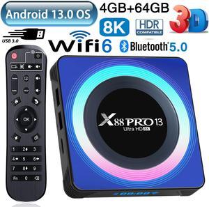 Android 130 TV Box 4GB RAM  64GB ROM Android Box RK3528 Quadcore Media Player Support 8K Full HD Dual WiFi 24Ghz5Ghz WIFI6 USB 30 BT50 H265 Decoding X88 PRO 13 Smart TV Box Android