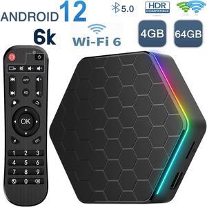 EASYTONE Android TV Box 10.0, Android Box TV 4GB RAM 64GB ROM H616  Quad-Core CPU Smart TV Box Android Supports 2.4/5G WiFi Ethernet BT4.0 4K  6K TV Box