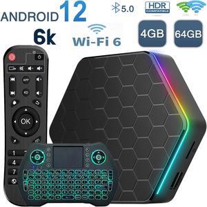 Android TV Box 12.0, 4GB RAM 64GB ROM Allwinner H618 Quad-Core,Android TV  Boxes Support 10/100M Ethernet WIFI6/2.4GHz+5GHz Dual WiFi/BT5.0/6K 3D