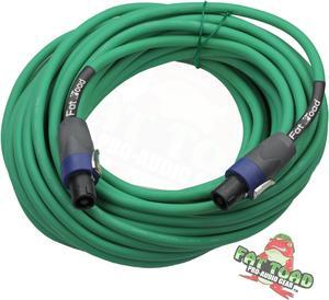 Speakon to Speakon Cable by FAT TOAD | 50ft Professional 12GA Pro Audio Green Speaker PA Cord with Twist Lock Connector | 12 AWG Wire for Impeccable Music Studio Recording & DJ Stage Performance Gear