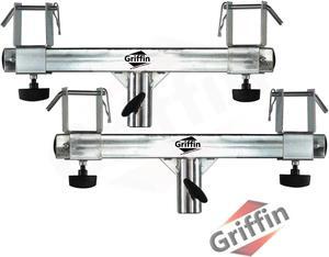 T Adapters for Lighting Truss Stands (2) by Griffin | Triangle or Square Trussing Bracket Mounts for Light Cans & DJ Effects | Pro-Audio Stage Hardware Holders | PA Equipment Gear Holder Live Music