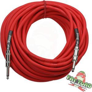 1/4" to 1/4 Speaker Cable by FAT TOAD | 50ft Professional Pro Audio Red DJ Speaker PA Patch Cord Quarter inch Male Jack | 12 AWG Gauge Wire for Impeccable Studio Recording & Stage Performance AMP Gear