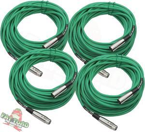 XLR Microphone Cables (4 Pack) by FAT TOAD | 50ft Professional Pro Audio Green Mic Cord Extension Patch with Lo-Z Connector | 20 AWG Shielded Wire & Balanced for Music Recording Studio Mixer Gear